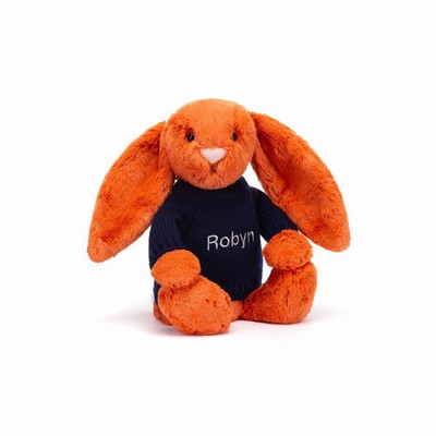 Jellycat Bashful Tangerine Bunny with Navy Jumper New Zealand | LCKEF8627